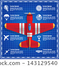 Set of icons on a theme aviation. The template for the presentation. 143129540