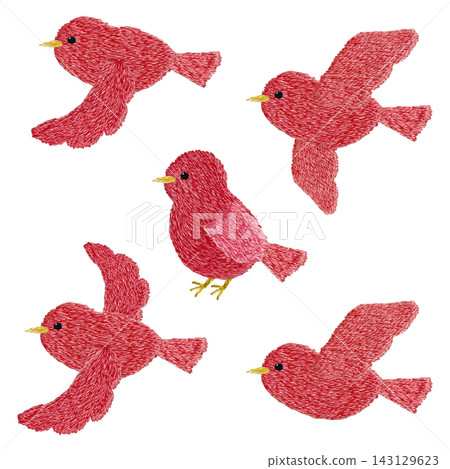 【一套紅鳥】手工刺繡插畫材料 143129623