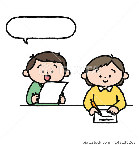 Cute people listening and writing Cute people listening and writing 143130263