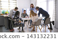 An emergency at work. The boss holds his head in panic. Lousy workers. Dismissal of employees 143132231