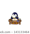 An illustration of a penguin using an abacus to keep track of household expenses. 143133464