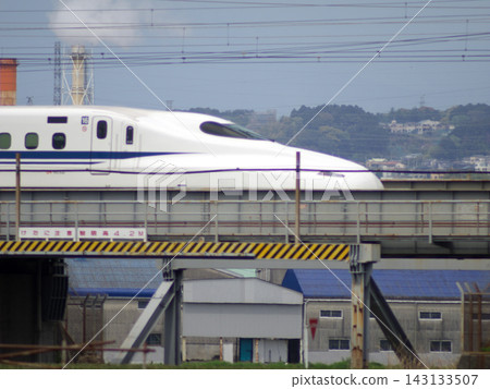 Shinkansen running on an elevated track Shinkansen running on an elevated track 143133507