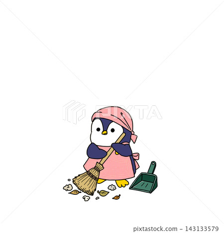 Illustration of a penguin cleaning Illustration of a penguin cleaning 143133579