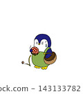 An illustration of a penguin who is worried because he has no money in his wallet. 143133782