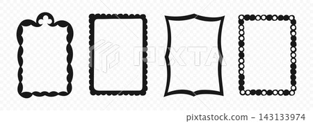 Black Scalloped Border Frames Black Scalloped Border Frames 143133974