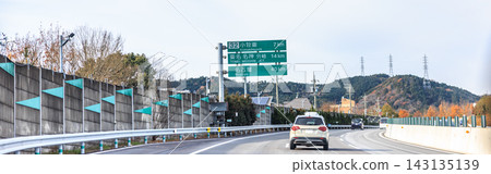 Autumn foliage in the mountains and a view of the Chuo Expressway from the main road. Autumn foliage in the mountains and a view of the Chuo Expressway from the main road. 143135139