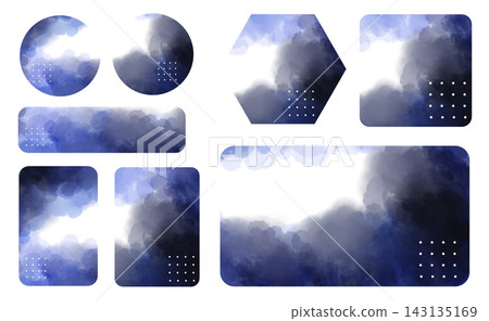 A unique frame icon set featuring dots and watercolor washes. A unique frame icon set featuring dots and watercolor washes. 143135169