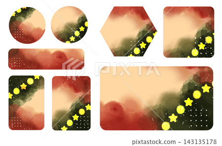 A unique frame icon set featuring dots and watercolor washes. A unique frame icon set featuring dots and watercolor washes. 143135178