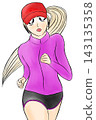 A woman with a ponytail running 143135358