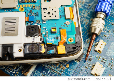Repairing and upgrade circuit mainboard of notebook, electronic, computer hardware and technology. Repairing and upgrade circuit mainboard of notebook, electronic, computer hardware and technology. 143136091