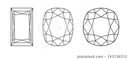 Diamond Cushion, Princess, Cushion old money cut shapes. Gemstone outline simple icons for jewellery design, branding, packaging, logo. Cushion old money, Princess, Cushion brilliant cut flat patterns Diamond Cushion, Princess, Cushion old money cut shapes. Gemstone outline simple icons for jewellery design, branding, packaging, logo. Cushion old money, Princess, Cushion brilliant cut flat patterns 143136533