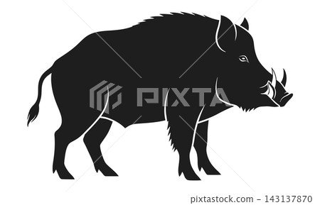 Black Wild Boar Silhouette Icon Black Wild Boar Silhouette Icon 143137870