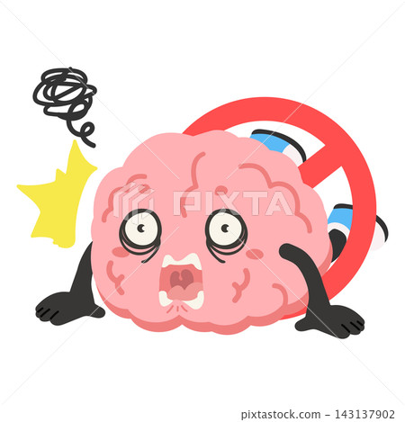 Brain burnout and mental exhaustion character suffering from work stress and fatigue 143137902