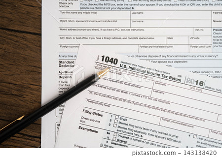 Tax form 1040 U.S. Individual Income Tax Return, business finance. 143138420
