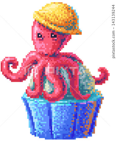 Octopus cupcake in pixel art Octopus cupcake in pixel art 143139244