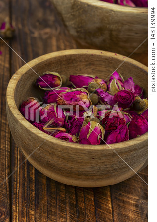 Dried rose buds for herbal tea and natural wellness Dried rose buds for herbal tea and natural wellness 143139994