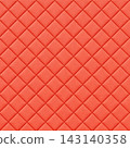 Coral Red Quilted Leather Texture With Diamond Pattern Background. 3D rendering illustration 143140358