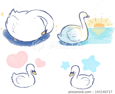 成人水彩畫,畫的是一隻天鵝。 成人水彩畫,畫的是一隻天鵝。 143140717
