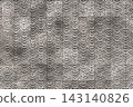 Black and white Japanese wave pattern ceramic tile texture top view with distressed surface 143140826