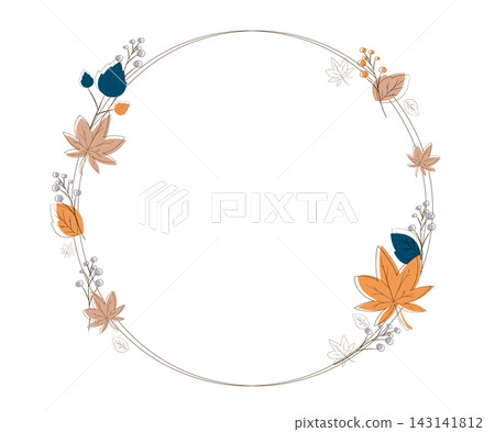 Minimalist frames featuring hand-drawn style maple leaves and other leaves. Minimalist frames featuring hand-drawn style maple leaves and other leaves. 143141812