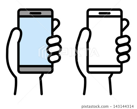 Smartphone operation icons: UI symbol materials for a mobile device held in the hand. Smartphone operation icons: UI symbol materials for a mobile device held in the hand. 143144314