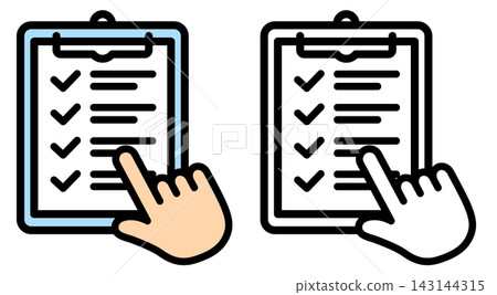 Checklist operation icons; document material showing a finger pointing to indicate task confirmation and input. Checklist operation icons; document material showing a finger pointing to indicate task confirmation and input. 143144315