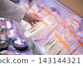 Hands of shoppers choosing lunch sandwiches in supermarkets and convenience stores 143144321