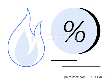 Discounts, promotions, energy efficiency, renewable energy, consumption, advertising. A flame and a percentage symbol. Discounts and energy efficiency concept Discounts, promotions, energy efficiency, renewable energy, consumption, advertising. A flame and a percentage symbol. Discounts and energy efficiency concept 143145016