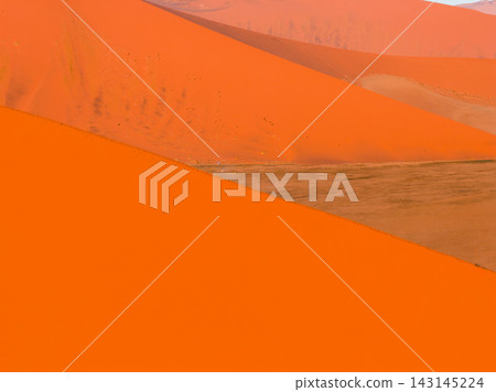 Aerial view of Dune 45 sand dunes in Sossusvlei, Namibia 143145224