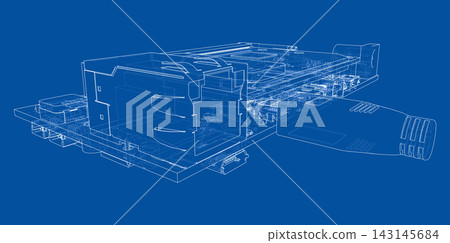 computer motherboard blueprint. Vector computer motherboard blueprint. Vector 143145684