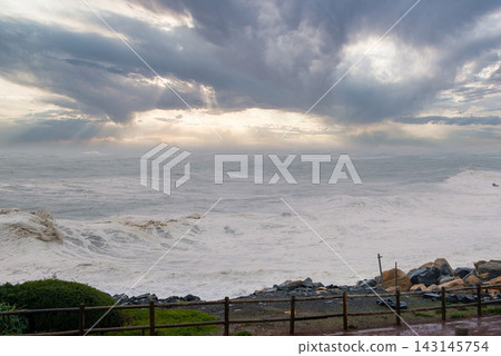 Rough stormy ocean waves crash along the coast of Cape Town Rough stormy ocean waves crash along the coast of Cape Town 143145754