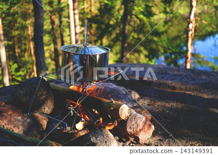 bonfire in the forest bonfire in the forest 143149391