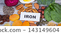 Ingredients containing natural iron, minerals and vitamins. Best food to fight with anemia 143149604