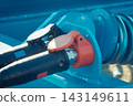 Hydraulic or pneumatic mechanism in industrial machine. Technology 143149611