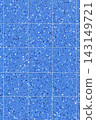 Vibrant blue terrazzo flooring texture background with white and black granite stone flecks pattern tiles. 143149721