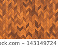 Warm amber herringbone wood parquet flooring texture with natural grain pattern and geometric chevron design background. 143149724