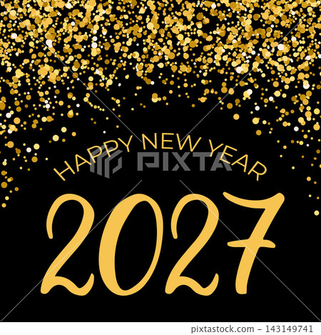 Happy New Year 2027. Holidays typography poster. Vector template for banner, sign, greeting card, invitation, etc. Happy New Year 2027. Holidays typography poster. Vector template for banner, sign, greeting card, invitation, etc. 143149741