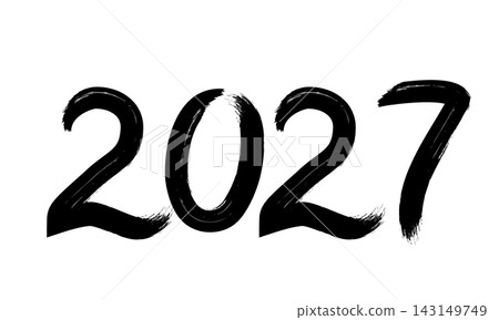 2027 Hand written numbers with brush. Calligraphy lettering for New Year. Holidays typography poster. Vector template for banner, sign, greeting card, invitation, shirt design, etc. 2027 Hand written numbers with brush. Calligraphy lettering for New Year. Holidays typography poster. Vector template for banner, sign, greeting card, invitation, shirt design, etc. 143149749
