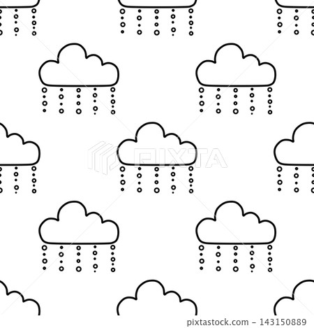 Seamless pattern of snow and clouds, winter background, black. Seamless pattern of snow and clouds, winter background, black. 143150889