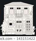 Black and White Vector Illustration of Traditional House in Chania Crete Greece 143151422