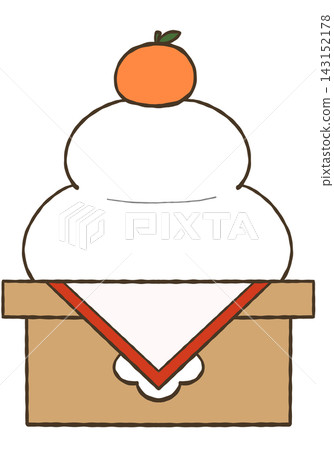 Illustration of Kagami Mochi (rice cake offering) as a New Year's decoration Illustration of Kagami Mochi (rice cake offering) as a New Year's decoration 143152178
