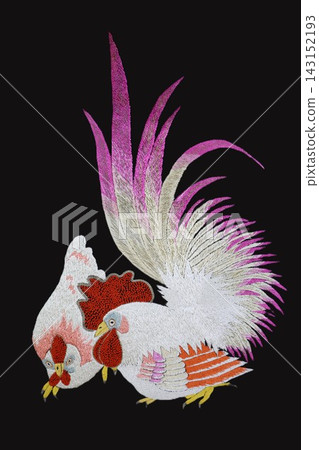Embroidered chicken pattern obi fabric Embroidered chicken pattern obi fabric 143152193