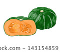 The final image features a whole pumpkin and a pumpkin cut in half, all against a white background! 143154859