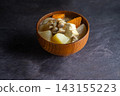 Pork miso soup with plenty of ingredients: A simple and satisfying Japanese home-style dish. 143155223