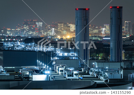 View of the Keihin Industrial Zone and city nightscape from Kawasaki Marien View of the Keihin Industrial Zone and city nightscape from Kawasaki Marien 143155290