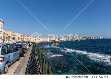 Coastal view of Syracuse city in sunlight Coastal view of Syracuse city in sunlight 143156941