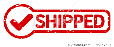 SHIPPED stamp icon indicating shipped | Illustration of shipment completed/ready for delivery with a checkmark SHIPPED stamp icon indicating shipped | Illustration of shipment completed/ready for delivery with a checkmark 143157605
