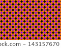 Checked polka dot background material in orange, black, and purple. 143157670
