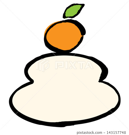Illustration of a Kagami Mochi (rice cake offering) painted with a brush - Vector illustration Illustration of a Kagami Mochi (rice cake offering) painted with a brush - Vector illustration 143157748