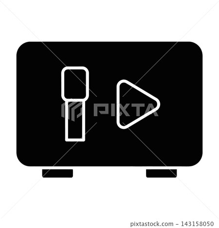 Microphone and play button on black screen technology icon Microphone and play button on black screen technology icon 143158050